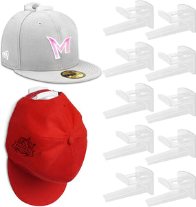 Hat Wall Rack - Adhesive Hat Hooks for Baseball Caps - No Drilling Hat Organizer