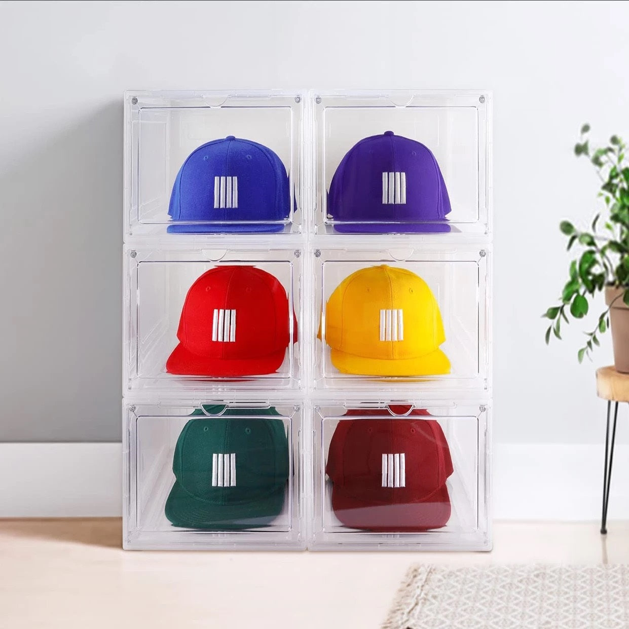 Hat Organizer & Premium Hat Storage Box for Baseball Caps - Crystal Clear