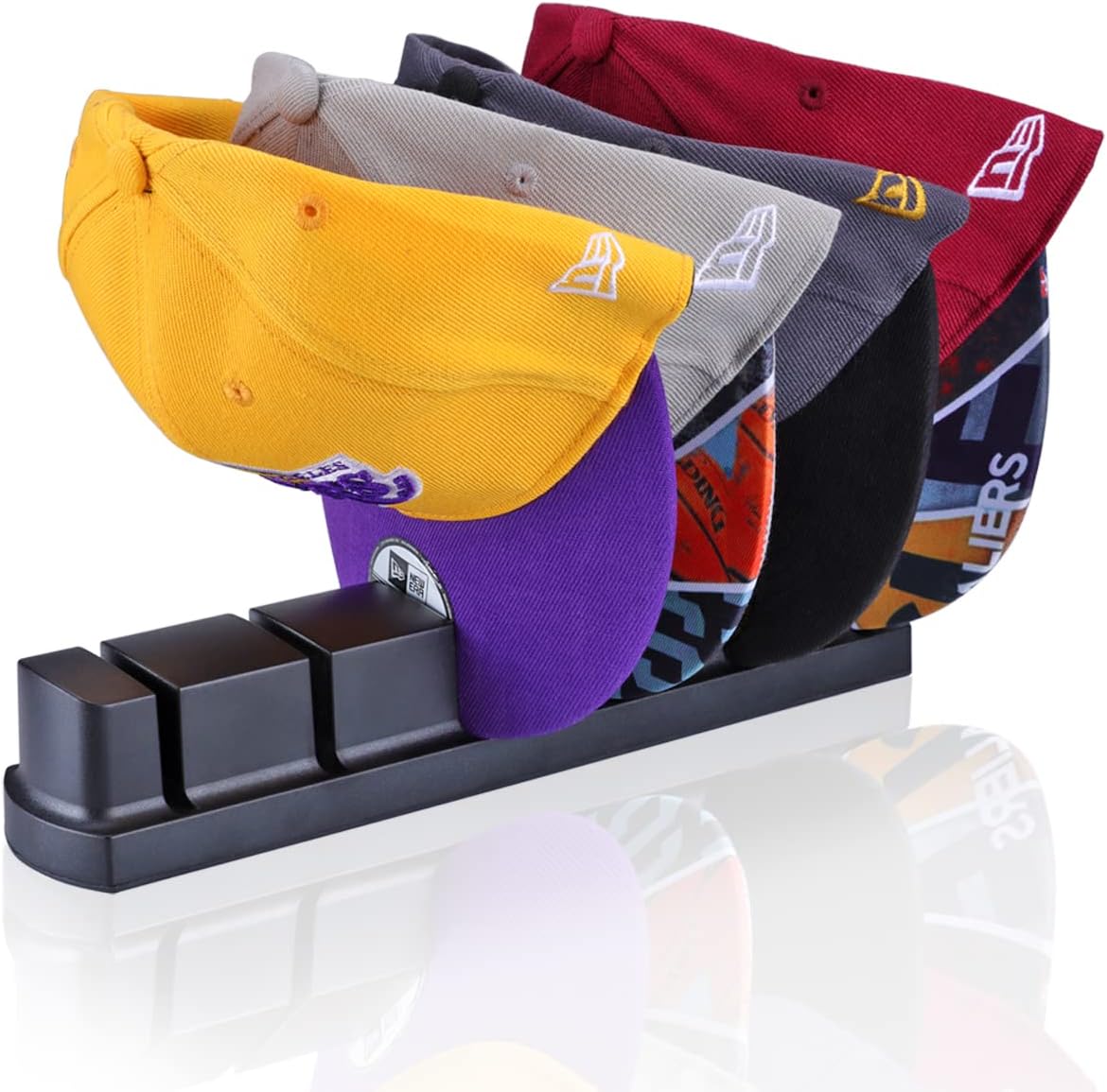 Standing Hat Rack for Fitted Basketball Caps - Storage for up to 6 hats - Free Standing - EZB