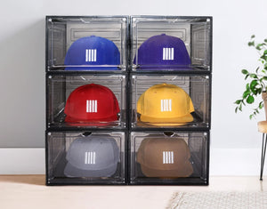 Hat Organizer & Premium Hat Storage Box for Baseball Caps - Obsidian Black
