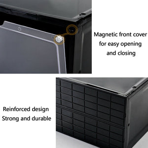 Magnetic Shoe Storage Box Drop Side/Front Sneaker Case Stackable Container XL - Obsidian Black